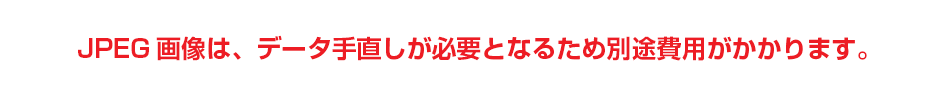 JPEG画像は、データの手直しが必要となるため別途費用がかかります。