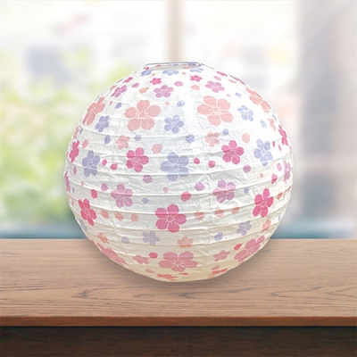 さくら柄　紙ちょうちん　LEDライト付