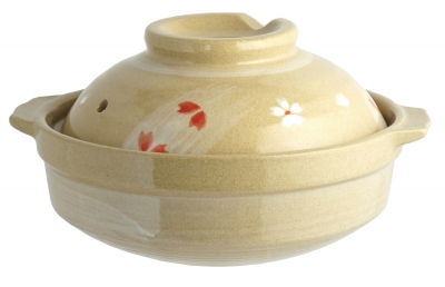 一人用土鍋　花さくら浅型土鍋19ｃｍ