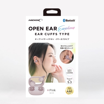 ワイヤレスイヤホン　イヤーカフタイプ　ピンク
