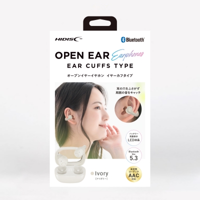 ワイヤレスイヤホン　イヤーカフタイプ　アイボリ