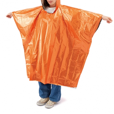 静音アルミポンチョ（オレンジ）ポーチ入