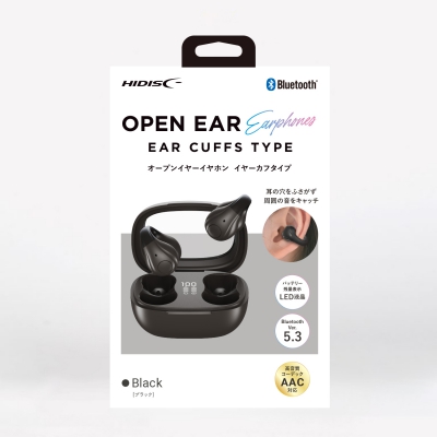ワイヤレスイヤホン　イヤーカフタイプ　ブラック